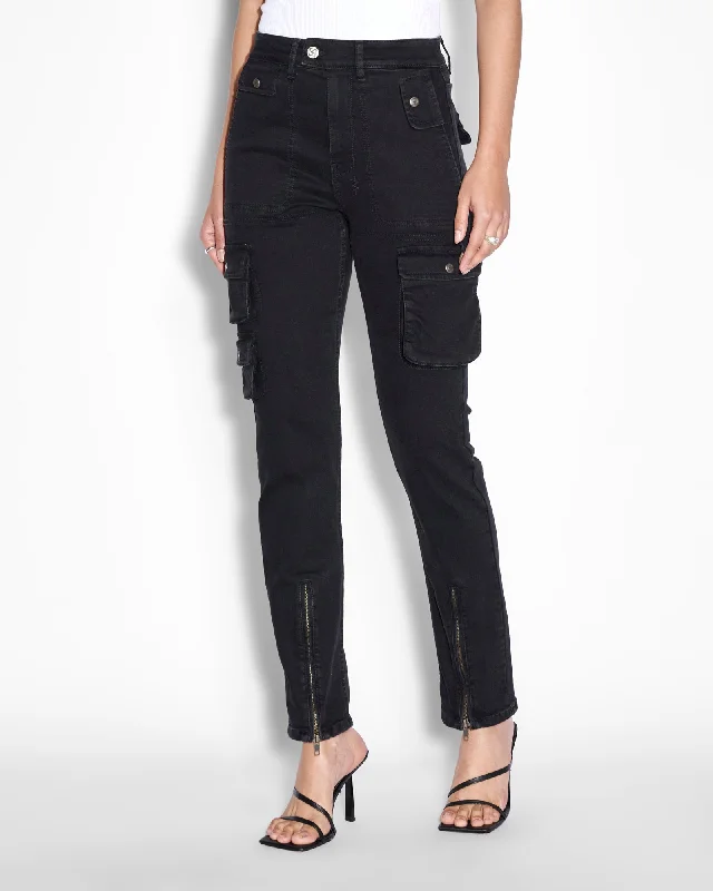 Plus Size Women's Elastic - Waist Cargo Pants in Navy Blue for Comfortable Everyday Wear STRAIGHT UP STEALTH CARGO Plus Size Women's Elastic - Waist Cargo Pants in Navy Blue for Comfortable Everyday Wear STRAIGHT UP STEALTH CARGO
