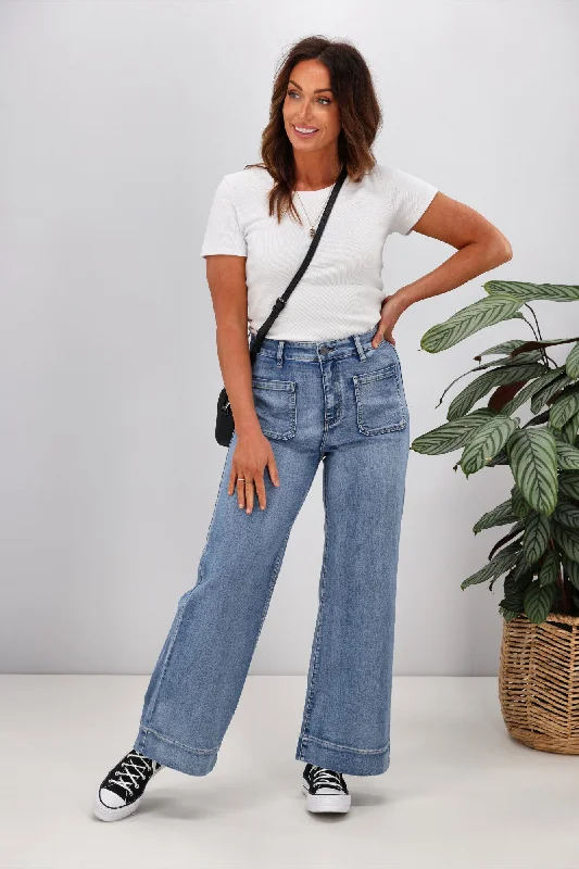 Women's quick - dry tight trousers Wakee Lizzy Jean Washed Blue