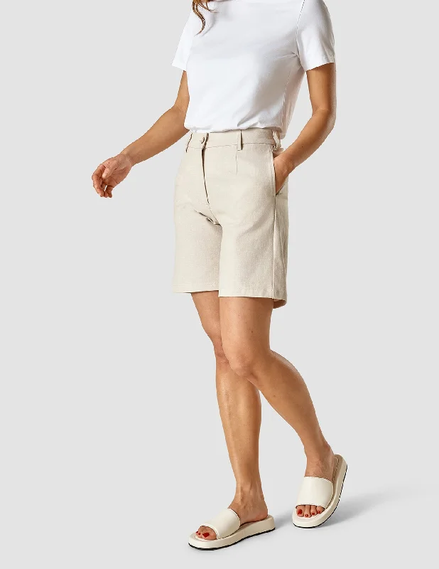 Cargo Women Shorts with Multiple Pockets for Functionality  Linen Shorts Sandshell