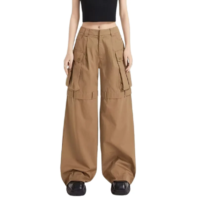 Plus Size Women's High - Waisted Cotton Cargo Pants in Black for a Sleek and Stylish Look Women's American High Waist Cargo Pants Plus Size Women's High - Waisted Cotton Cargo Pants in Black for a Sleek and Stylish Look Women's American High Waist Cargo Pants