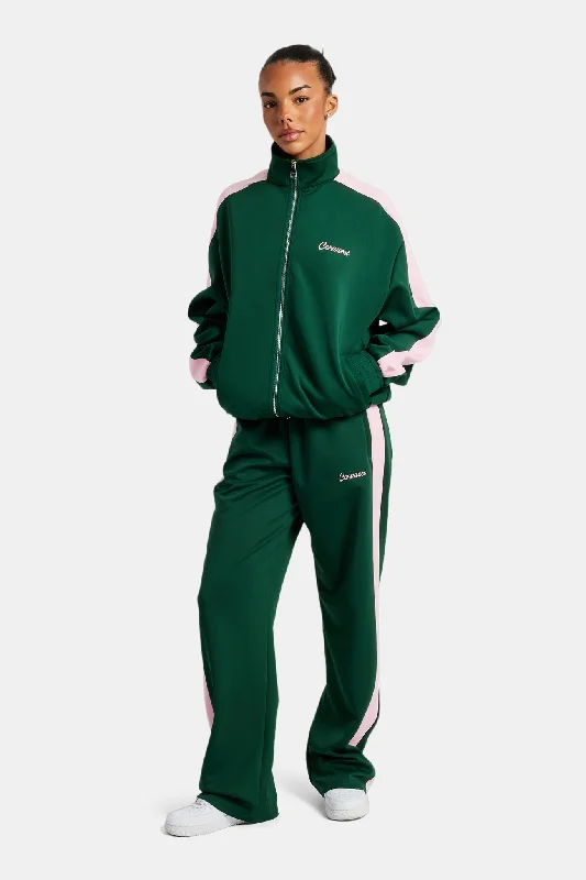 Plus Size Women's Side - Stripe Sweatpants in Navy and White for a Nautical - Inspired Style Womens Contrast Panel Track Pant - Green Plus Size Women's Side - Stripe Sweatpants in Navy and White for a Nautical - Inspired Style Womens Contrast Panel Track Pant - Green