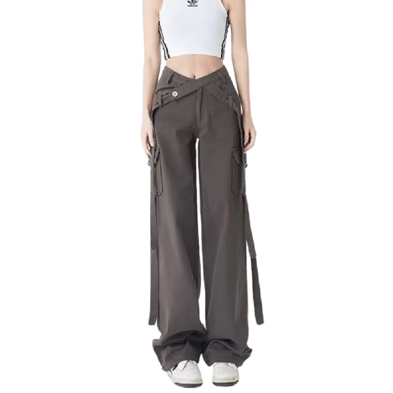 Regular Fit Women's Cargo Pants with Embroidered Details in Pink for a Unique and Stylish Touch Women's High Street Low Rise Lace-Up Cargo Pants Regular Fit Women's Cargo Pants with Embroidered Details in Pink for a Unique and Stylish Touch Women's High Street Low Rise Lace-Up Cargo Pants