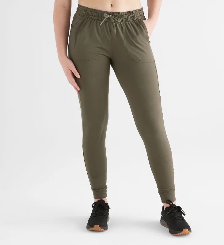 Women's Ankle - Length Sweatpants in Olive Green with Reflective Stripes for Nighttime Runs Women's Jogger Women's Ankle - Length Sweatpants in Olive Green with Reflective Stripes for Nighttime Runs Women's Jogger