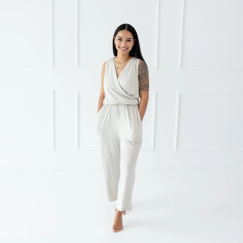 Women jumpsuits with a ruched bodice for a more feminine and form - fitting appearance Women's Jumpsuit in Oat Women jumpsuits with a ruched bodice for a more feminine and form - fitting appearance Women's Jumpsuit in Oat