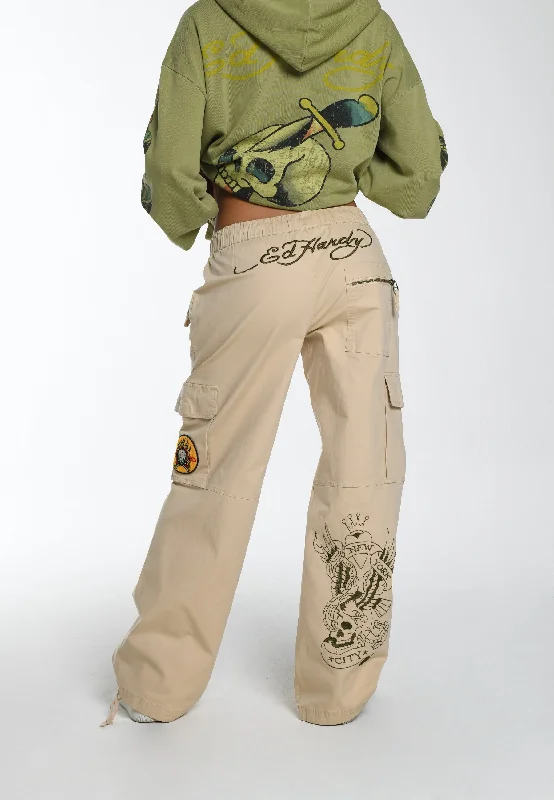 Regular Fit Women's Polyester - Blend Cargo Pants in Army Green for Hiking and Camping Trips Womens Nyc Badge Cargo Trouser - Beige Regular Fit Women's Polyester - Blend Cargo Pants in Army Green for Hiking and Camping Trips Womens Nyc Badge Cargo Trouser - Beige
