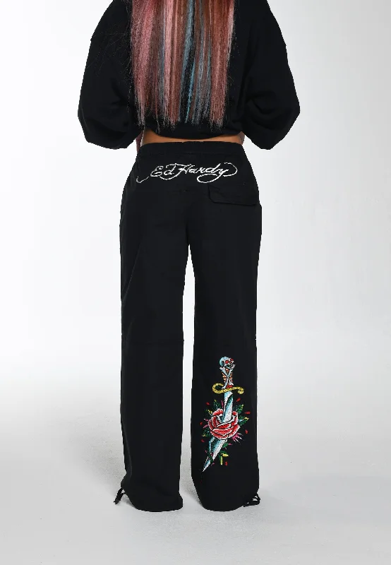 Plus Size Women's High - Waisted Cotton Cargo Pants in Black for a Sleek and Stylish Look Womens Rose Dagger Tech Trouser - Black