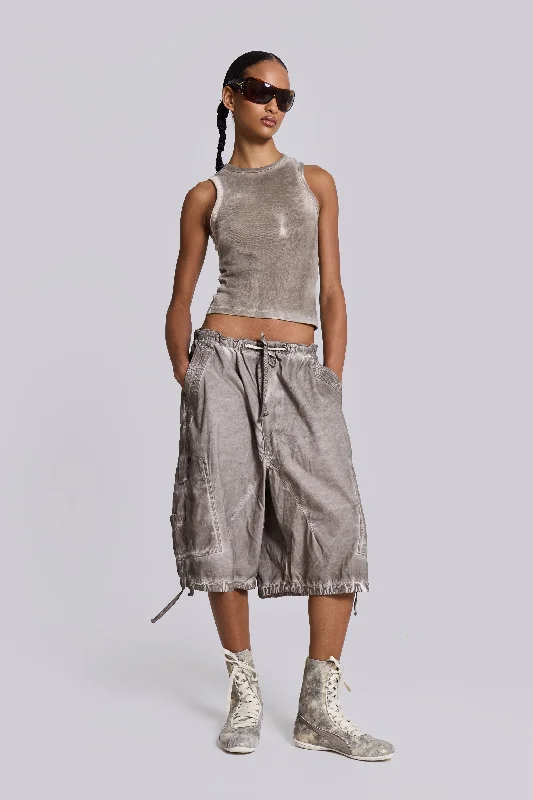 Regular Fit Women's Recycled Material Cargo Pants in Light Gray for an Eco - Friendly Choice Stone Oil Wash Parachute Shorts Regular Fit Women's Recycled Material Cargo Pants in Light Gray for an Eco - Friendly Choice Stone Oil Wash Parachute Shorts