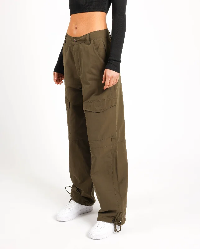 Printed Graphic Women's Sweatpants in Purple with Inspirational Quotes for a Motivating Look Woven Cargo Trouser - Khaki