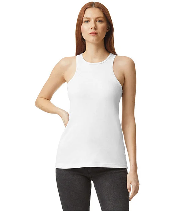 Plus Size Women's Glitter - Trimmed Tank Tops for Party Nights 101CVC - American Apparel Ladies CVC Racerback Tank Top | White Plus Size Women's Glitter - Trimmed Tank Tops for Party Nights 101CVC - American Apparel Ladies CVC Racerback Tank Top | White