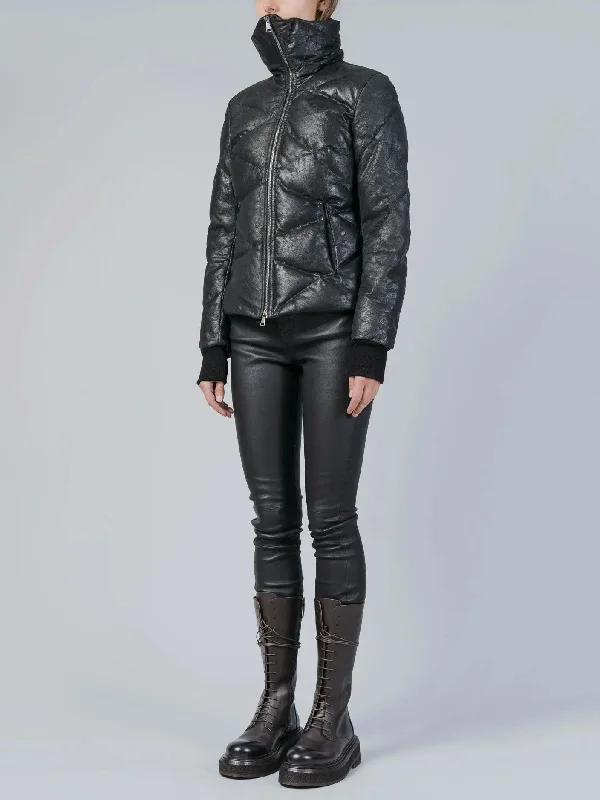 Women's leather leather maxi dresses with a train JACKET