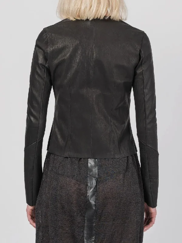 Women's leather leather evening dresses with a backless design JACKET