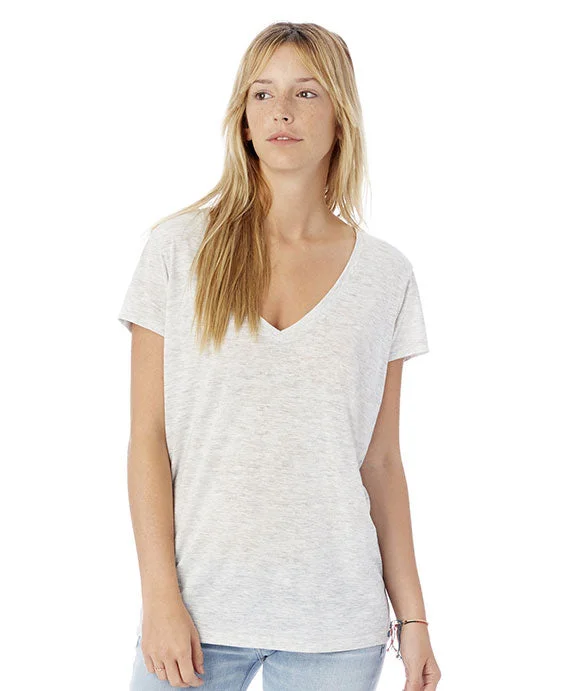 Women's high neck t shirt Women's high neck t shirt 2894B2 - Alternative Ladies Slinky-Jersey V-Neck T-Shirt | Oatmeal Heather