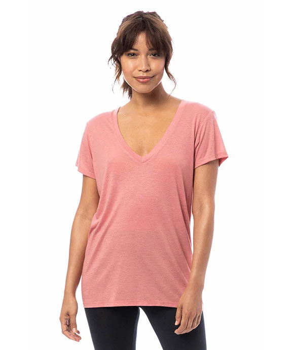 Women's scoop neck t shirt Women's scoop neck t shirt 2894B2 - Alternative Ladies Slinky-Jersey V-Neck T-Shirt | Rose Bloom