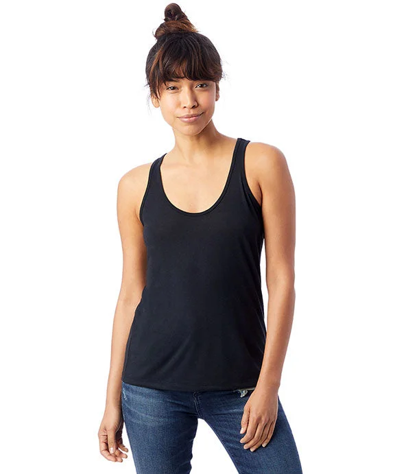 Plus Size Women's Criss - Cross Back Tank Tops in Neon Colors  3094B2 - Alternative Ladies Slinky-Jersey Tank Top | Black