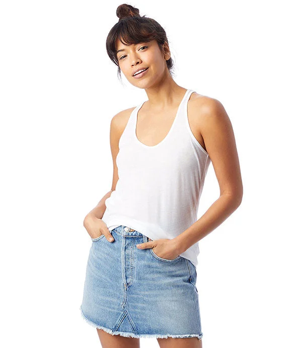 One - Shoulder Women's Rayon Blend Tank Tops for a Flowy Look  3094B2 - Alternative Ladies Slinky-Jersey Tank Top | White