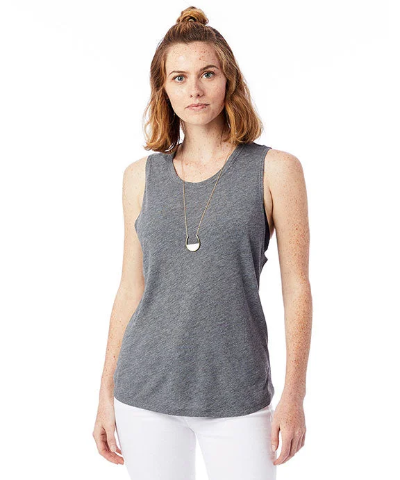 Mock Neck Women's Performance Tank Tops for Cycling  3095B2 - Alternative Ladies Slinky-Jersey Muscle Tank Top | Ash Heather