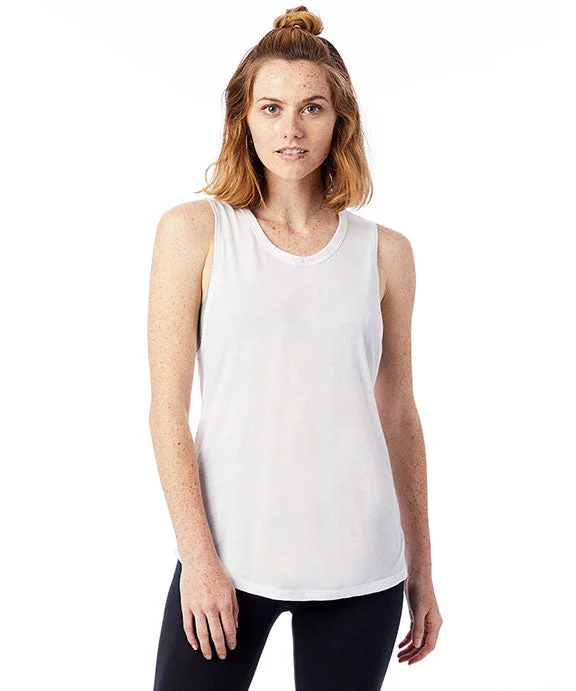 Women's Cropped Tank Tops with Vintage Band Logos 3095B2 - Alternative Ladies Slinky-Jersey Muscle Tank Top | White Women's Cropped Tank Tops with Vintage Band Logos 3095B2 - Alternative Ladies Slinky-Jersey Muscle Tank Top | White
