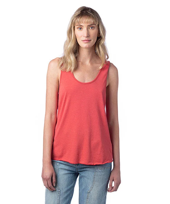 Plus Size Women's Side - Slit Tank Tops in Metallic Shades  4460HM - Alternative Ladies Modal Tri-Blend Racer Tank Top | Faded Red