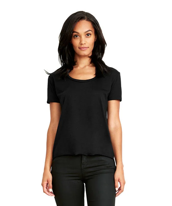 Women's pleated t shirt Women's pleated t shirt 5030 - Next Level Ladies Festival Scoop Neck T-Shirt | Black