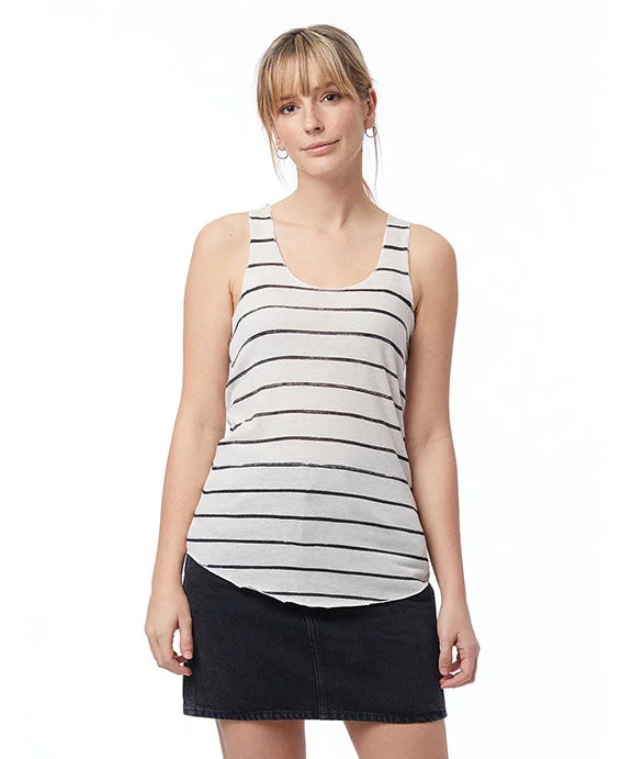Halter Neck Women's Modal Blend Tank Tops for Comfort AA1927P - Alternative Ladies Meegs Printed Racerback Eco-Jersey™ Tank Top | Eco Ivory Ink Stripes Halter Neck Women's Modal Blend Tank Tops for Comfort AA1927P - Alternative Ladies Meegs Printed Racerback Eco-Jersey™ Tank Top | Eco Ivory Ink Stripes