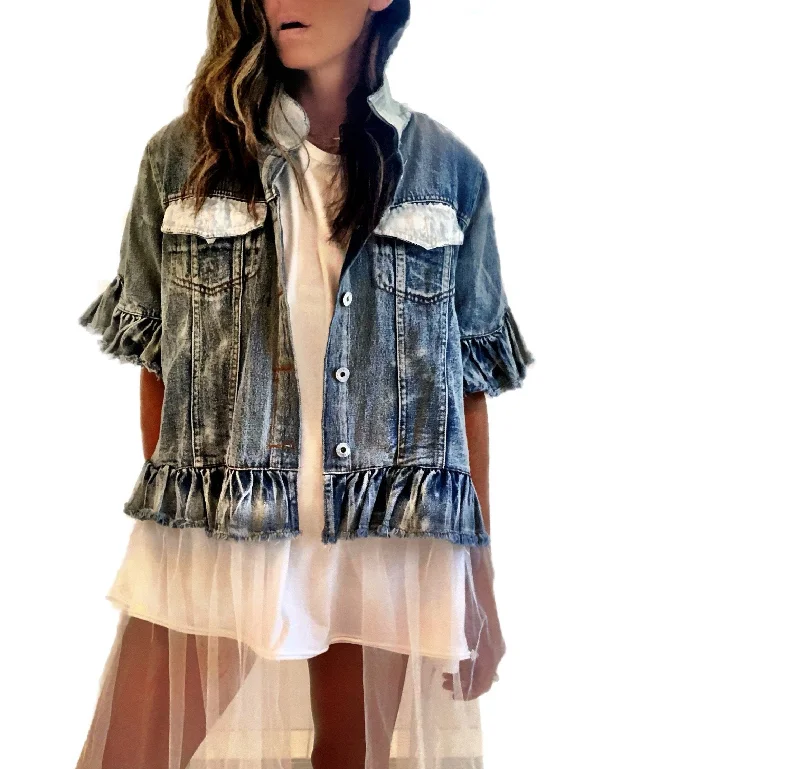 Women's long - length wool blend jackets for a warm and stylish winter look 'ALOHA' DENIM JACKET Women's long - length wool blend jackets for a warm and stylish winter look 'ALOHA' DENIM JACKET