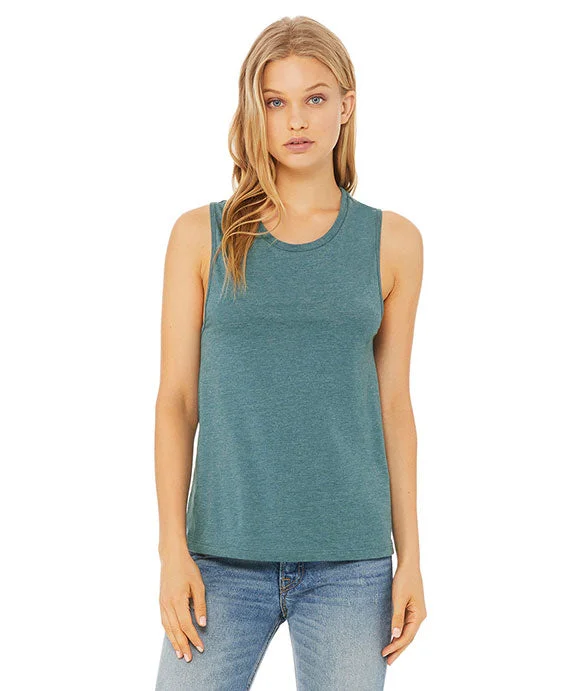 Mock Neck Women's Performance Tank Tops for Cycling  B6003 - Bella + Canvas Ladies Jersey Muscle Tank Top | Heather Deep Teal