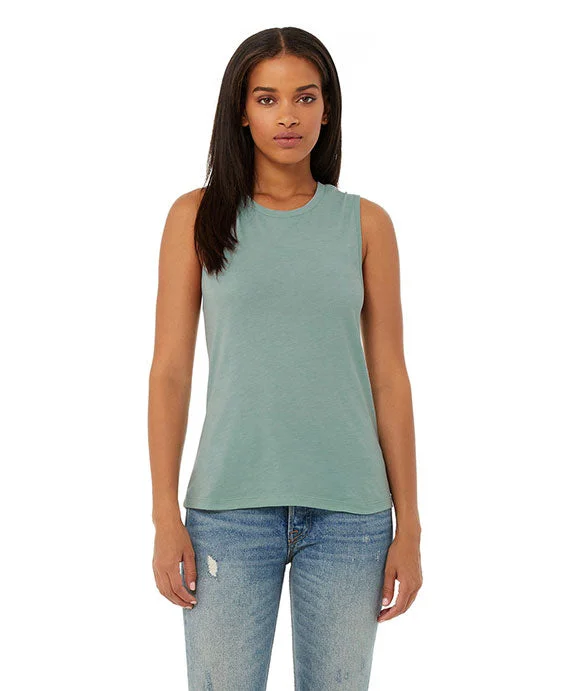 Plus Size Women's Embroidered Tank Tops in Boho Styles  B6003 - Bella + Canvas Ladies Jersey Muscle Tank Top | Heather Dusty Blue