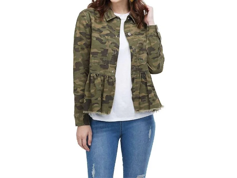Women's double - breasted tweed jackets in classic colors for a sophisticated office look Banks Denim Jacket In Camo Women's double - breasted tweed jackets in classic colors for a sophisticated office look Banks Denim Jacket In Camo