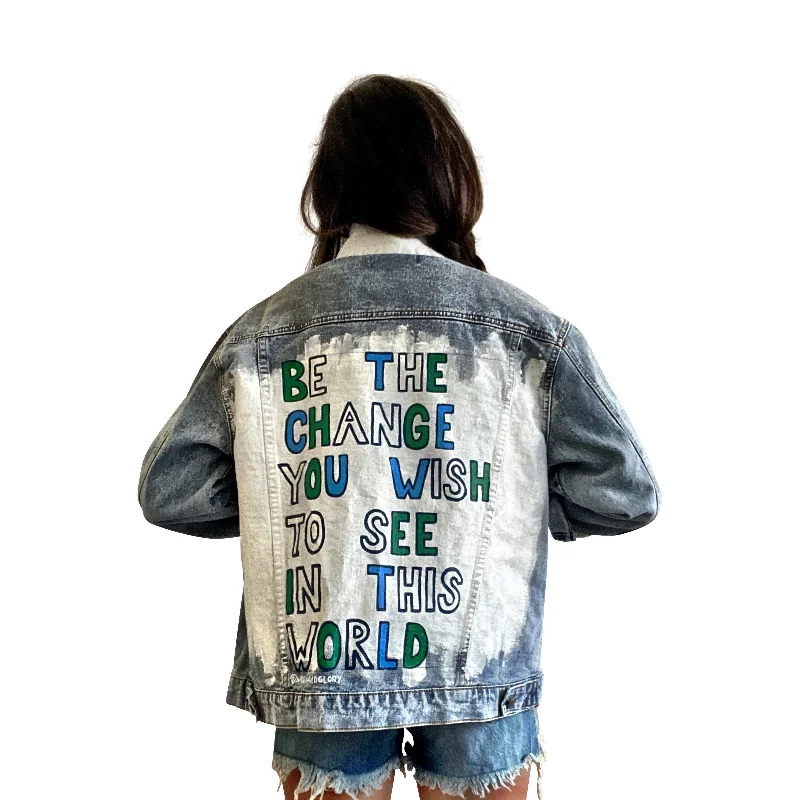 Women's pea coats in a plus - size fit for a flattering and warm winter coat 'BE THE CHANGE' DENIM JACKET Women's pea coats in a plus - size fit for a flattering and warm winter coat 'BE THE CHANGE' DENIM JACKET
