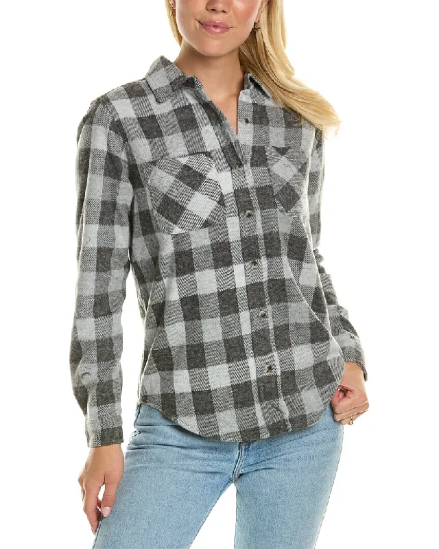 Single - Breasted Women's Tweed Blazers with Gold Buttons for a Classic Look beachlunchlounge Button Front Shirt Jacket Single - Breasted Women's Tweed Blazers with Gold Buttons for a Classic Look beachlunchlounge Button Front Shirt Jacket