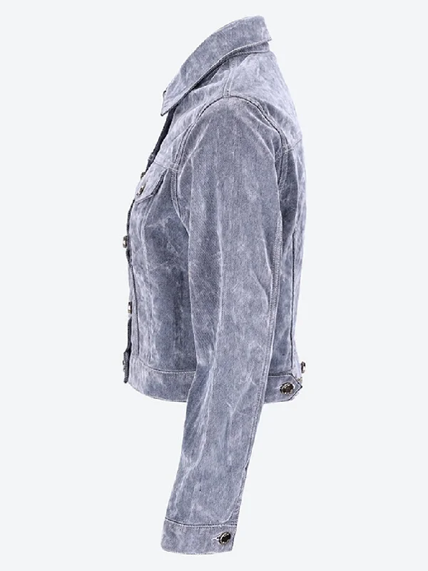 Women's cropped satin jackets in pastel shades for a glamorous evening out  Peach denim peach denim jacket