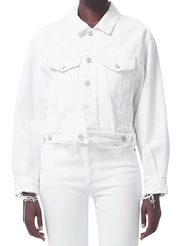 Women's cropped leather jackets with silver zippers for a punk - inspired outfit Charli Womens 100% Organic Cotton Organic Cotton Denim Jacket Women's cropped leather jackets with silver zippers for a punk - inspired outfit Charli Womens 100% Organic Cotton Organic Cotton Denim Jacket