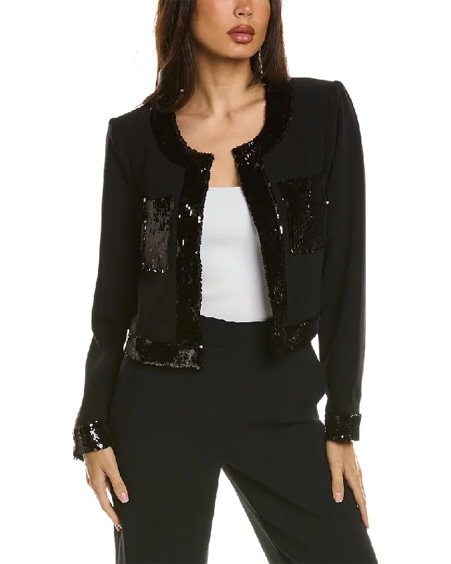 Plus Size Women's Embroidered Blazers in Floral Patterns for a Feminine Touch Cinq à Sept Sequin Rina Jacket Plus Size Women's Embroidered Blazers in Floral Patterns for a Feminine Touch Cinq à Sept Sequin Rina Jacket