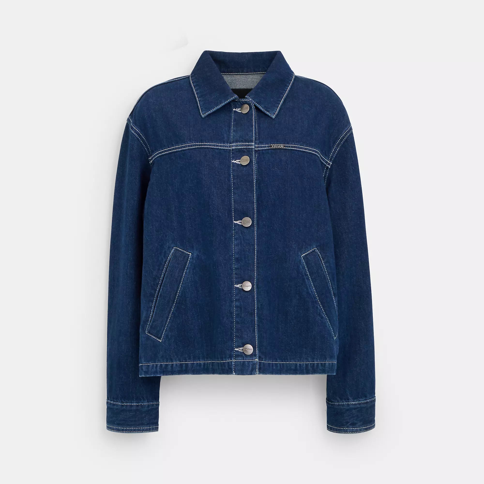 Fringed Denim Top with a Bohemian Flair Coach Outlet Denim Utility Jacket