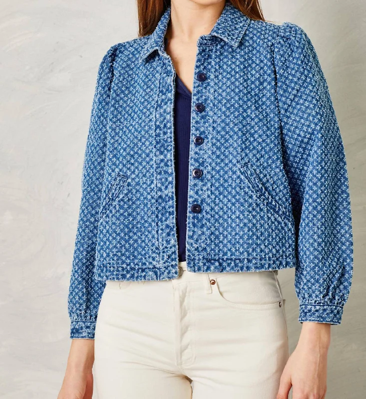 Embroidered Denim Top with Intricate Patterns Colby Jacket In Rodeo Denim