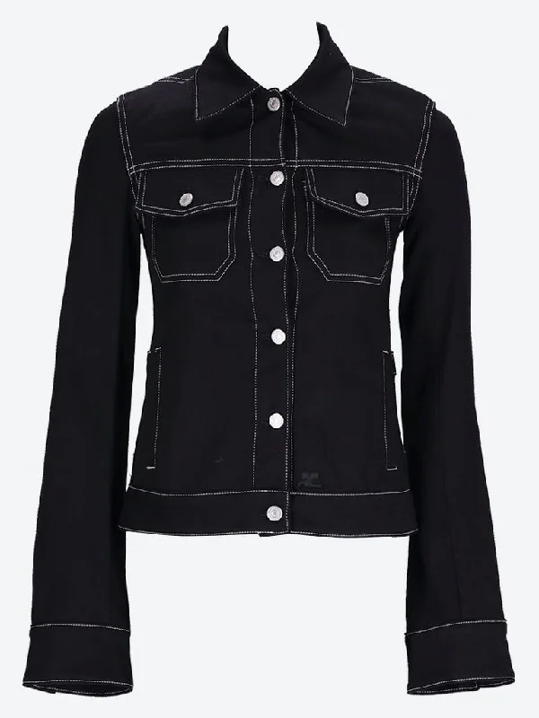Fringed Denim Top with a Bohemian Flair Signature denim trucker jacket