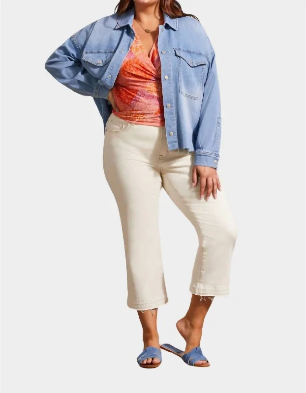 Ripped Denim Top for a Rebellious Fashion Statement Cropped Denim Shacked Jacket In Sky Blue Ripped Denim Top for a Rebellious Fashion Statement Cropped Denim Shacked Jacket In Sky Blue