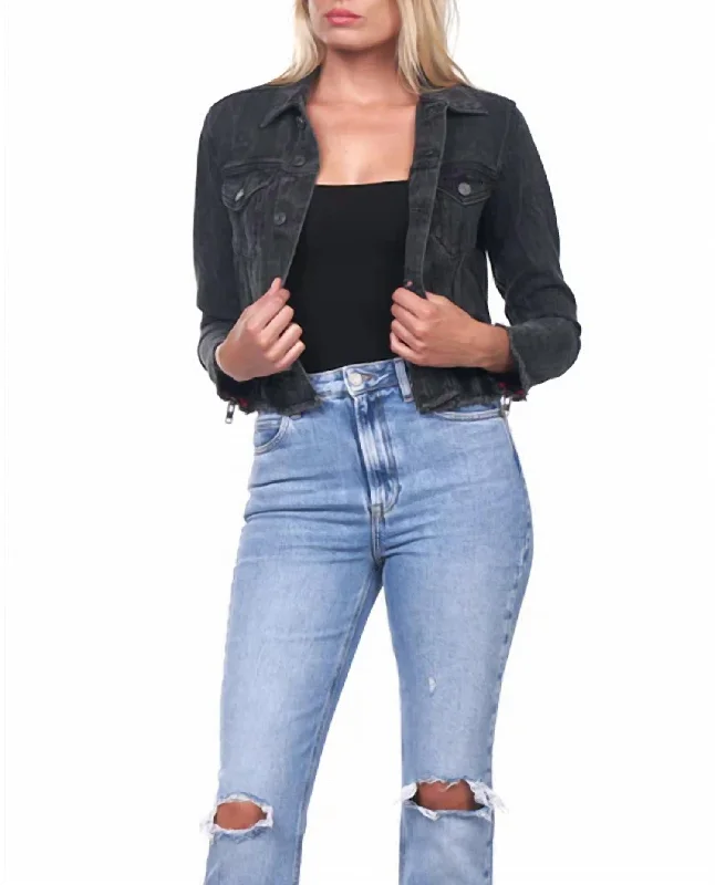 Sleeveless Denim Top for a Cool Summer Look Denim Crop Jacket In Black