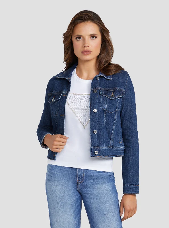 Denim Top with a Floral Print for a Feminine Touch Eco Denim Focus Delya Jacket