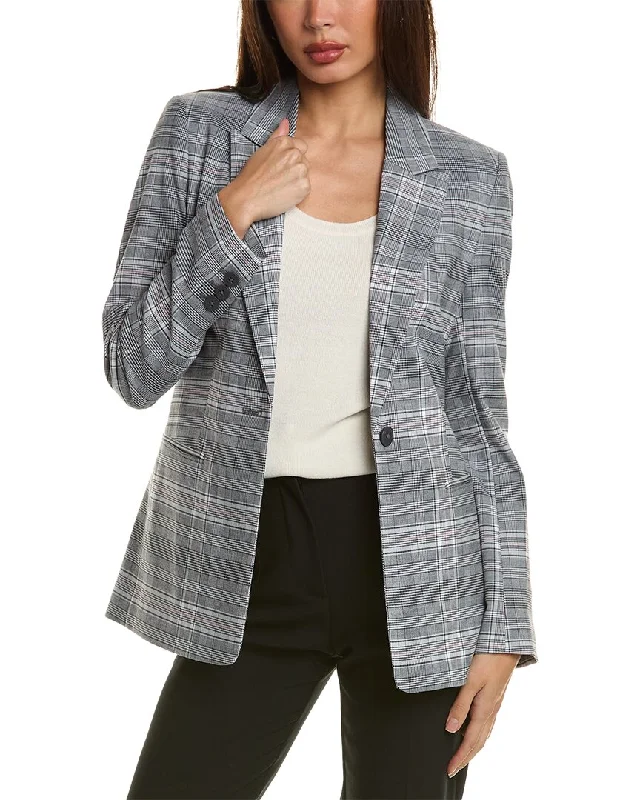 Double - Breasted Women's Leather Blazers in Taupe for an Edgy Look Elie Tahari The Paige Blazer Double - Breasted Women's Leather Blazers in Taupe for an Edgy Look Elie Tahari The Paige Blazer