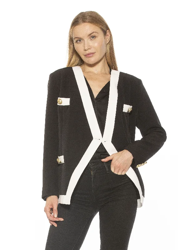 Plus Size Women's Cropped Velvet Blazers in Burgundy for a Night Out Emele Blazer