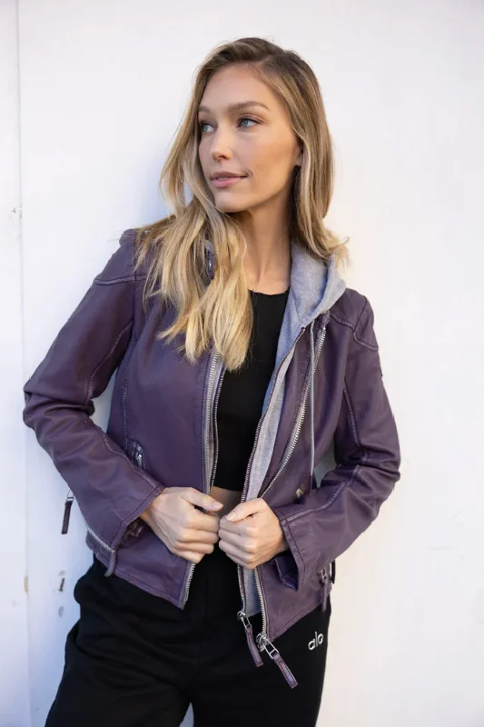 Women's leather leather beanies with a leather patch Finja Jacket