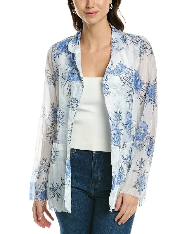 Oversized Women's Checkered Blazers in Black and White for a Trendy Style Go> by GoSilk Go Crinkle Cut Silk-Blend Jacket Oversized Women's Checkered Blazers in Black and White for a Trendy Style Go> by GoSilk Go Crinkle Cut Silk-Blend Jacket