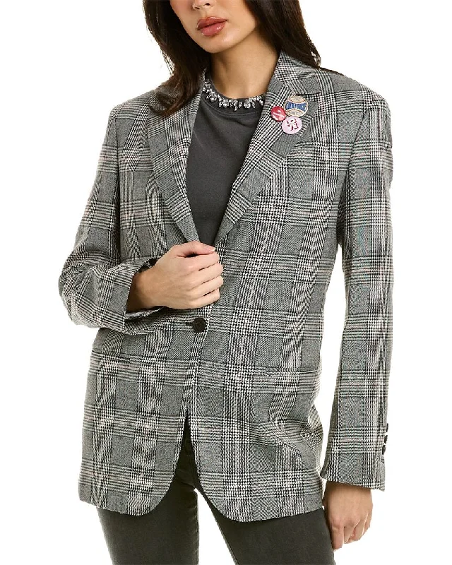 Plus Size Women's Ruffled Blazers in Pink for a Girly and Fashionable Look Golden Goose Notched Lapel Wool Blazer Plus Size Women's Ruffled Blazers in Pink for a Girly and Fashionable Look Golden Goose Notched Lapel Wool Blazer
