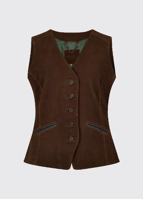 Women's leather leather shorts with a denim - like wash Greville Ladies Tailored Waistcoat - Walnut Women's leather leather shorts with a denim - like wash Greville Ladies Tailored Waistcoat - Walnut