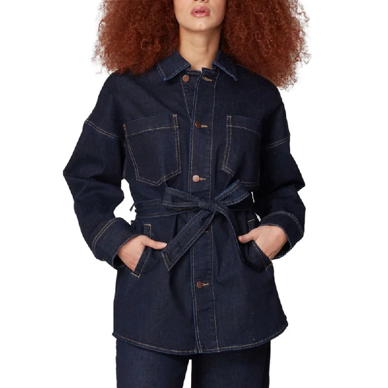 Women's waterproof rain jackets in bright yellow for high - visibility outdoor activities HAYDEN-DRB Long Denim Jacket Women's waterproof rain jackets in bright yellow for high - visibility outdoor activities HAYDEN-DRB Long Denim Jacket
