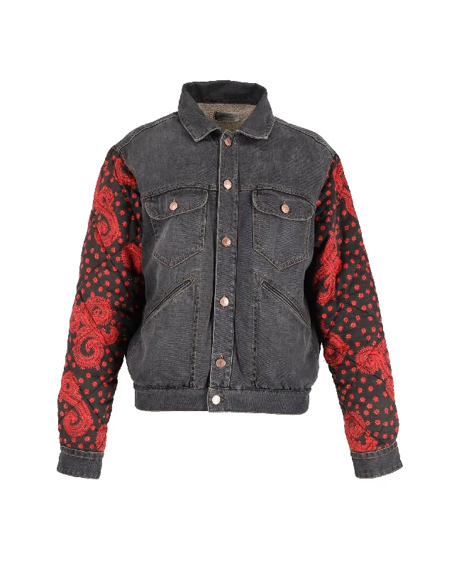  Isabel Marant Quilted Sleeve in Grey Cotton Denim