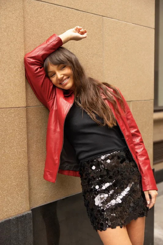 Women's leather leather high - waisted shorts Kelley Leather Jacket