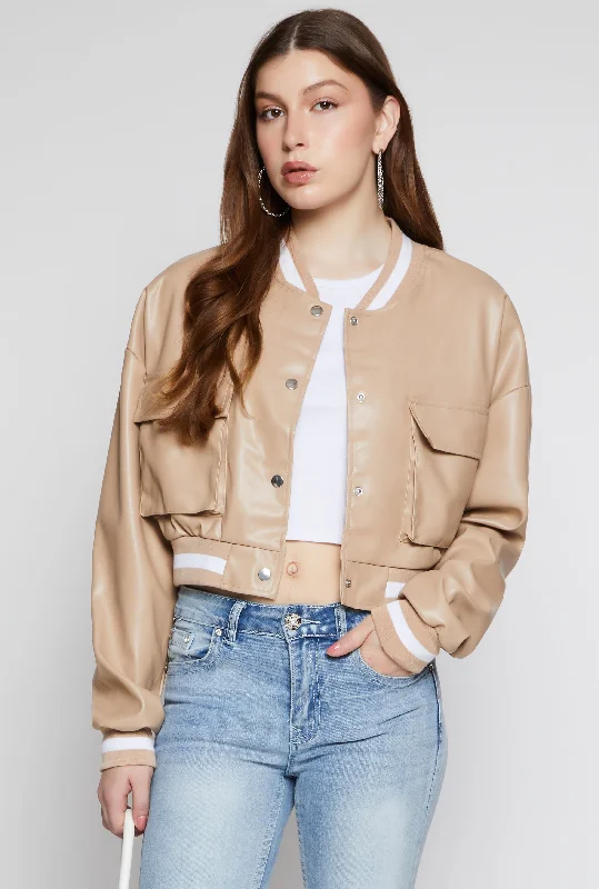 Women's leather leather fingerless gloves for driving Faux Leather Cargo Cropped Bomber Jacket Women's leather leather fingerless gloves for driving Faux Leather Cargo Cropped Bomber Jacket