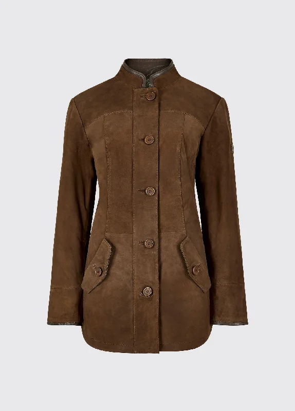 Women's leather leather short sets with tops Joyce Leather Jacket - Walnut